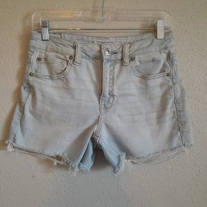 American Eagle Hi-Rise Shortie Denim Cut Off Shorts Light Blue Size 6